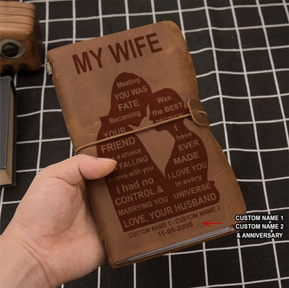 Perfect for anniversaries, birthdays, or just because-Vintage Journal Husband to wife Meeting you was fate