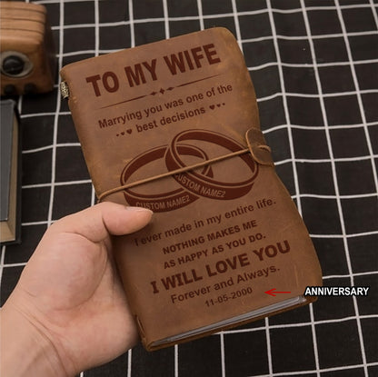 Valentines gifts-Vintage Journal Husband to wife- Marrying you was one of the best decision I ever made