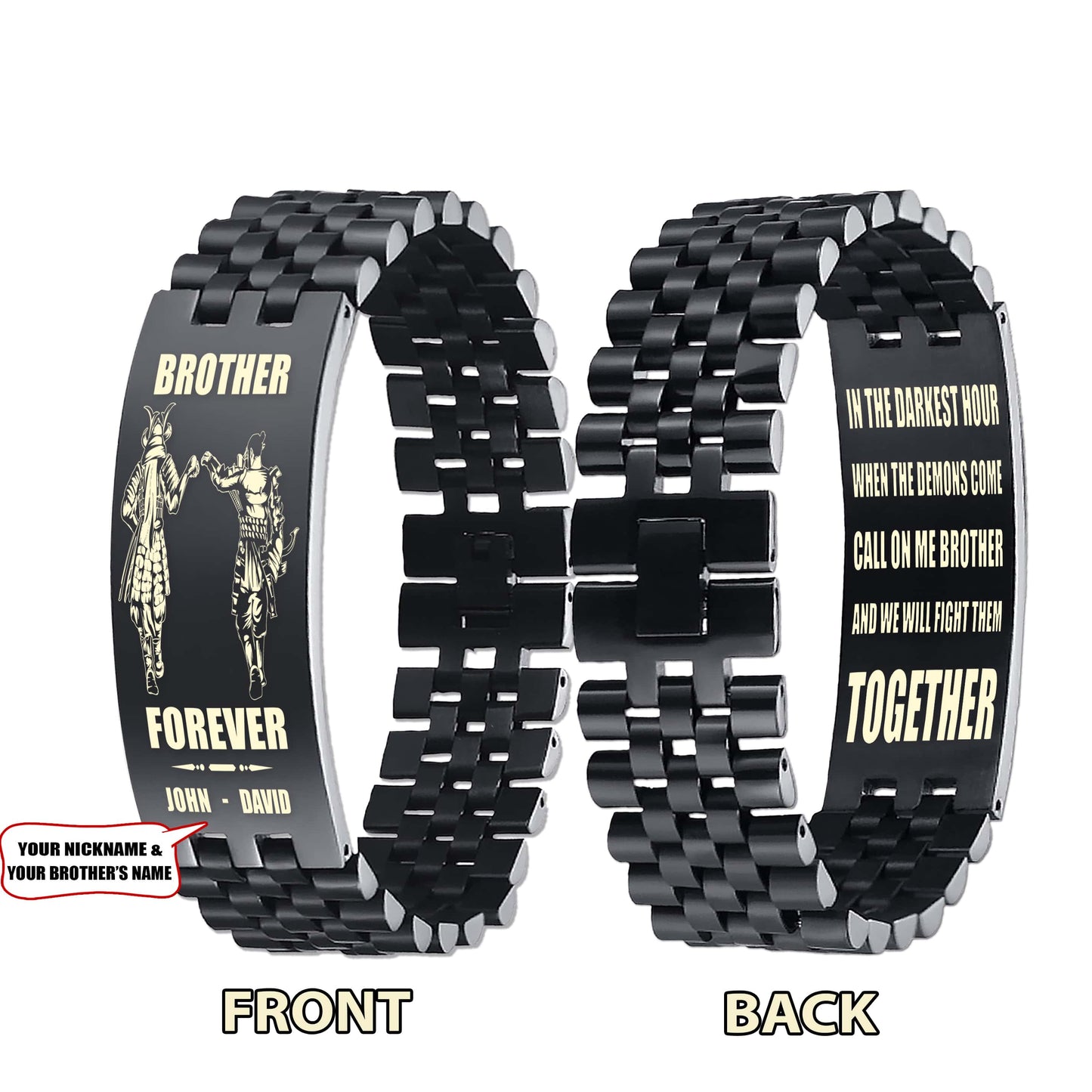 samurai-customizable engraved brother bracelet double sided gift from brother, brother forever