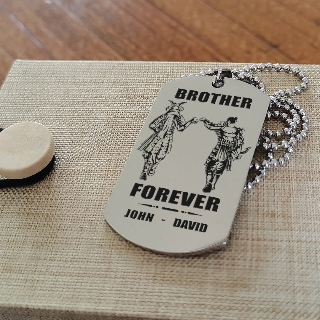 spartan customizable engraved black dog tag double sided gift from brother, brother forever