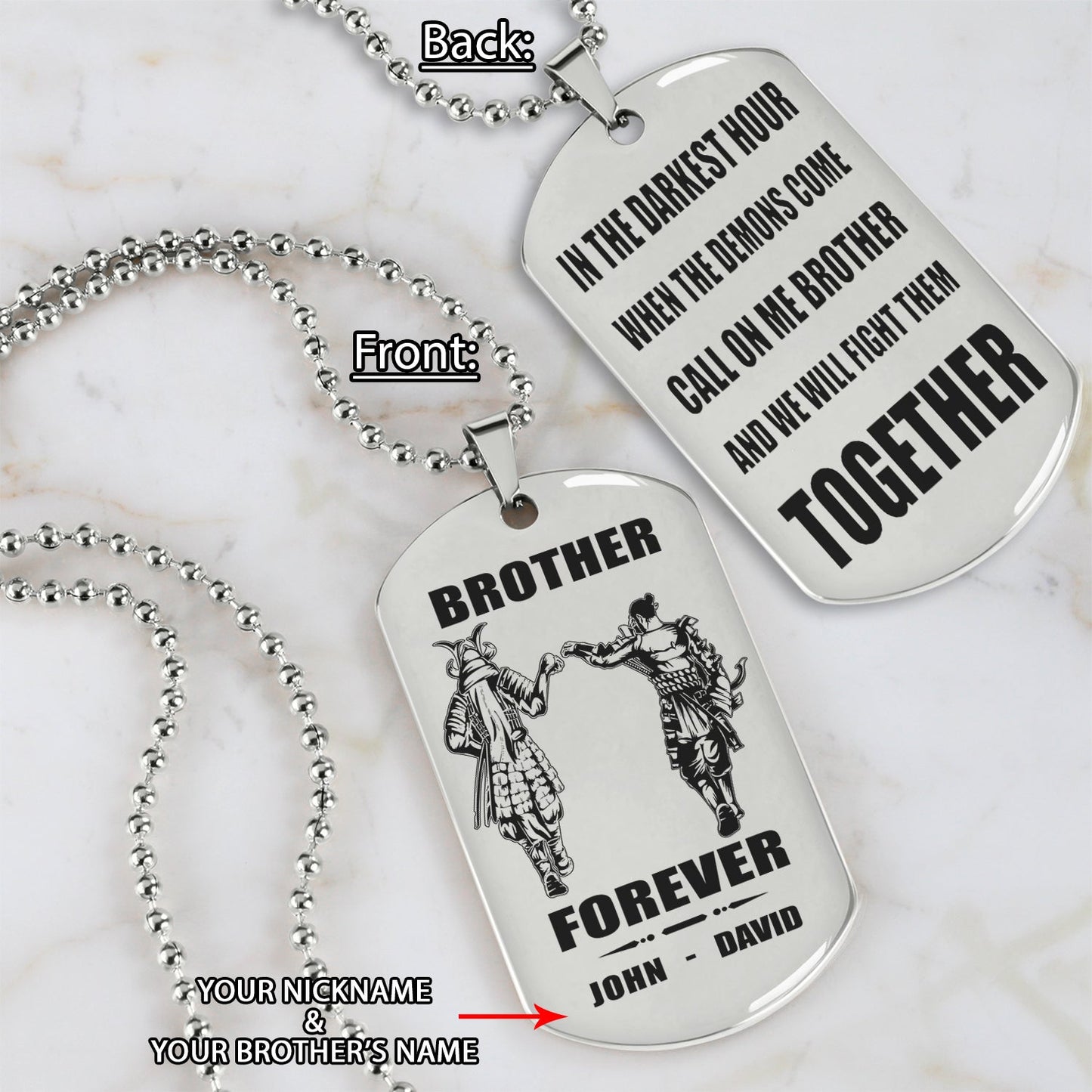 firefighter call on me brother engraved dog tag double sided. gift for brothers