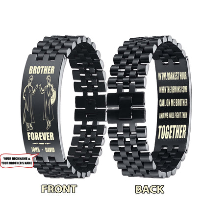 Spartan-Customizable engraved brother bracelet double sided gift from brother, brother forever