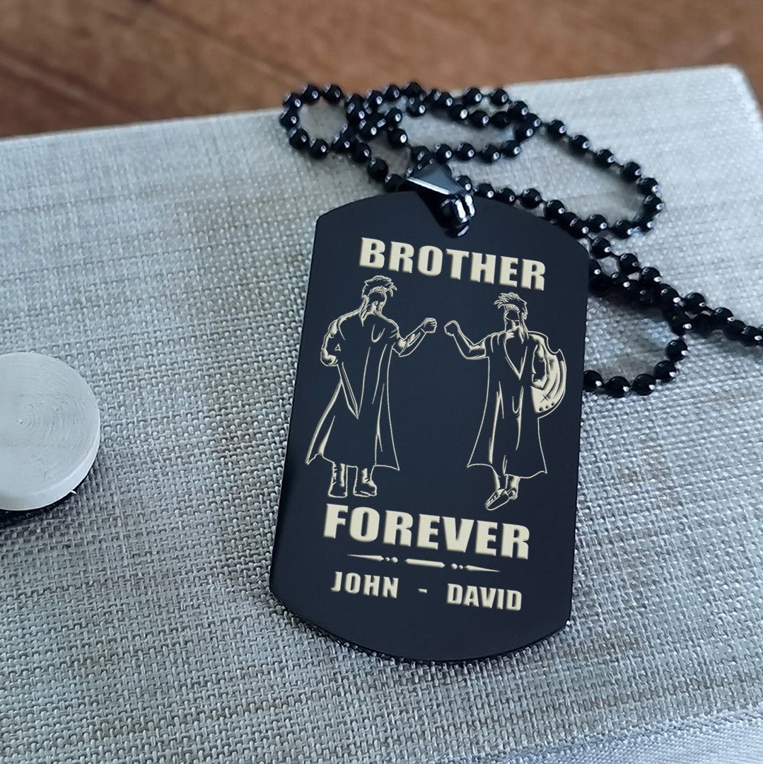 customizable engraved black dog tag double sided gift from brother, brother forever