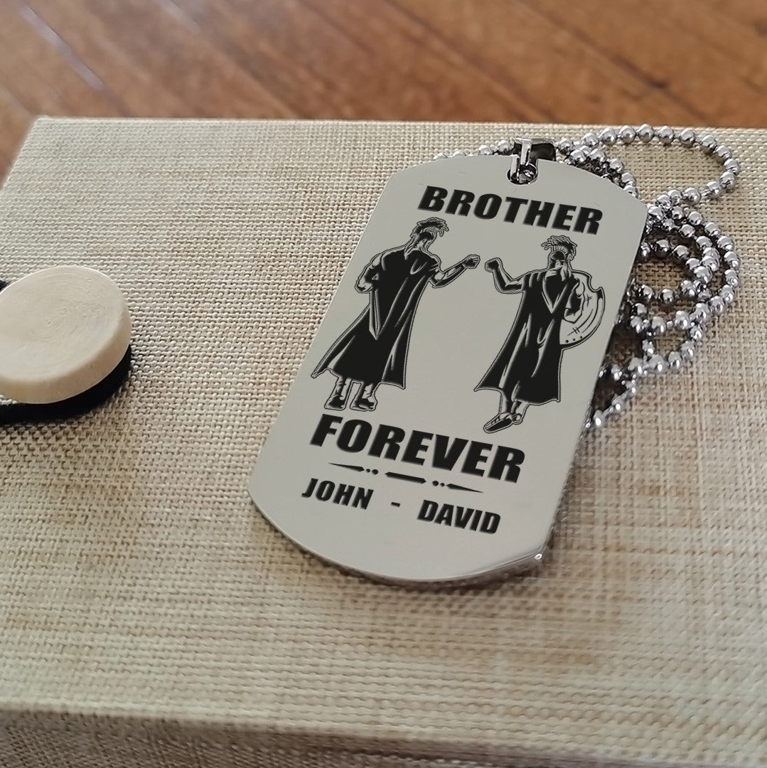 spartan customizable engraved black dog tag double sided gift from brother, brother forever