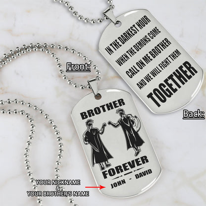 Biker Call on me brother engraved  dog tag double sided. gift for brothers