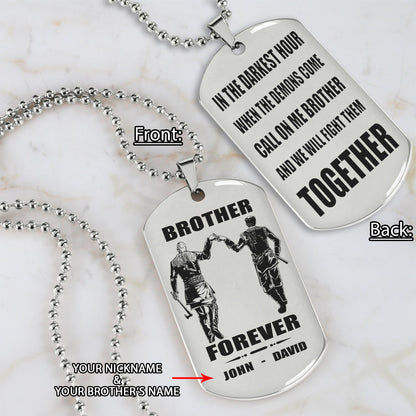 Biker Call on me brother engraved  dog tag double sided. gift for brothers