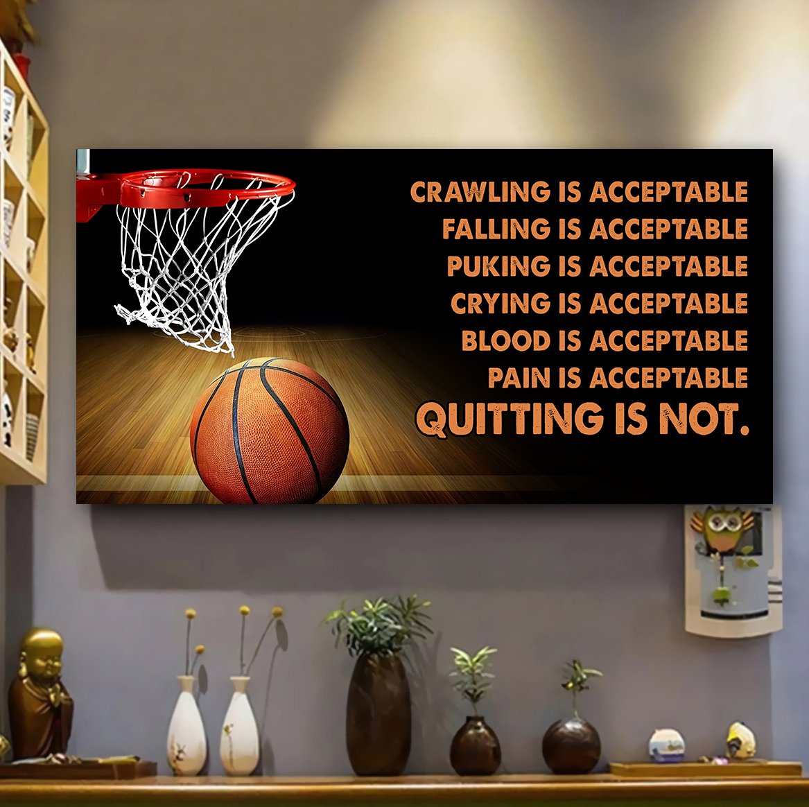 customizable basketball poster – quitting is not