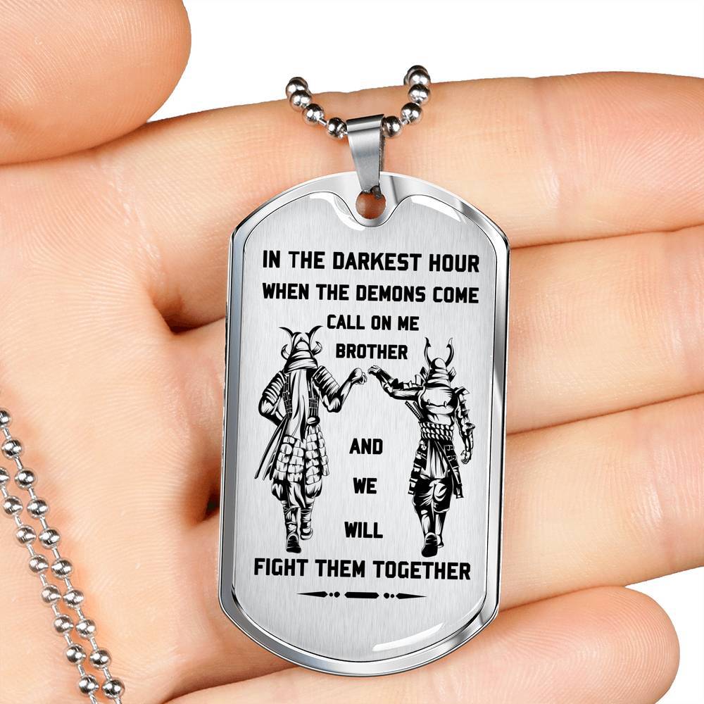 samurai silver dog tag call on me brother