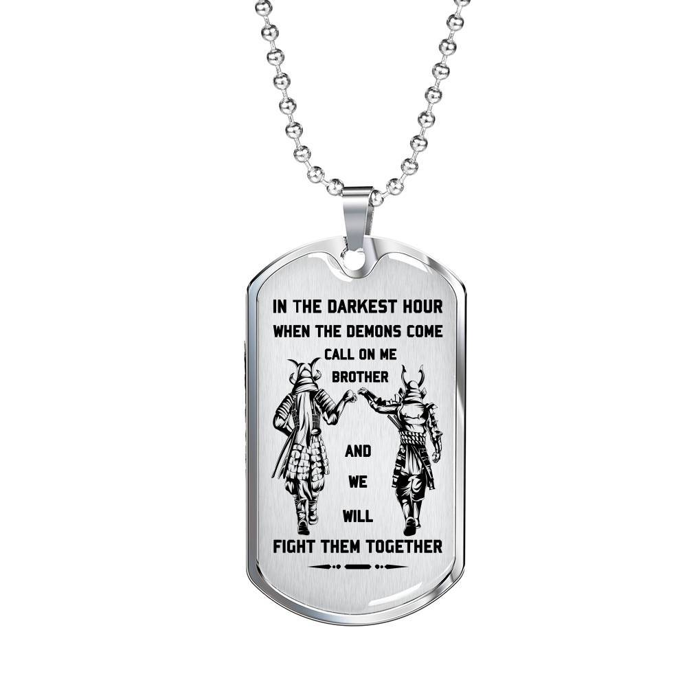 samurai silver dog tag call on me brother