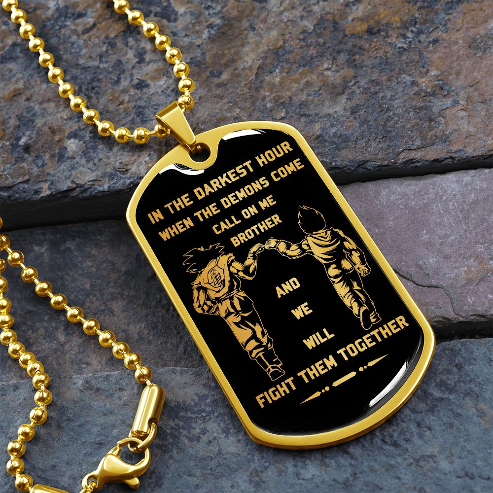 soldier military chain (18k gold plated)-call on me brother dog tag with luxury box