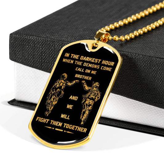 Soldier Military Chain (18K Gold Plated)-Call on me brother dog tag with luxury box