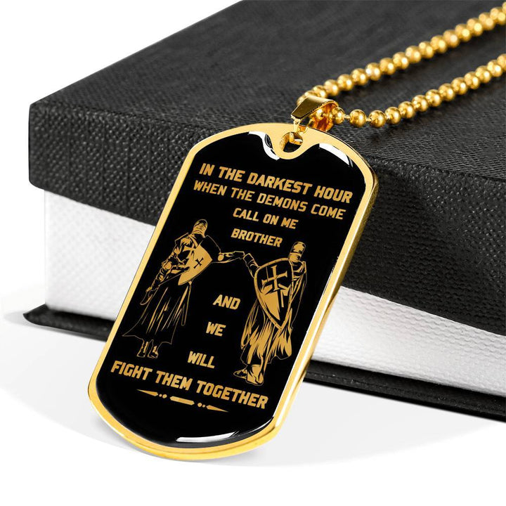 soldier military chain (18k gold plated)-call on me brother dog tag with luxury box