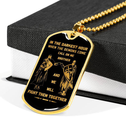 Soldier Military Chain (18K Gold Plated)-Call on me brother dog tag with luxury box