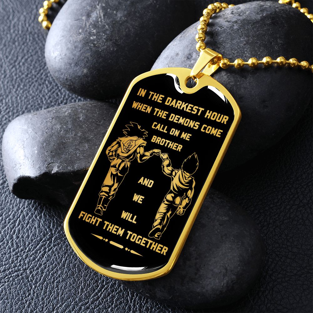 soldier military chain (18k gold plated)-call on me brother dog tag with luxury box