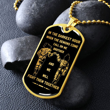 Soldier Military Chain (18K Gold Plated)-Call on me brother dog tag with luxury box