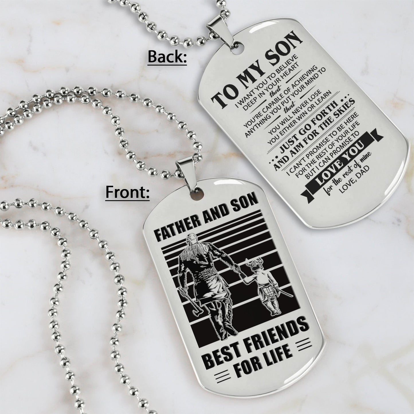 hm12 - customizabled double sided dog tag father and son best friends for life