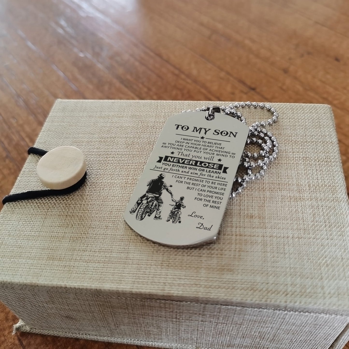 to my son-never lose - gifts from dad mom to son - engraved dog tag all style