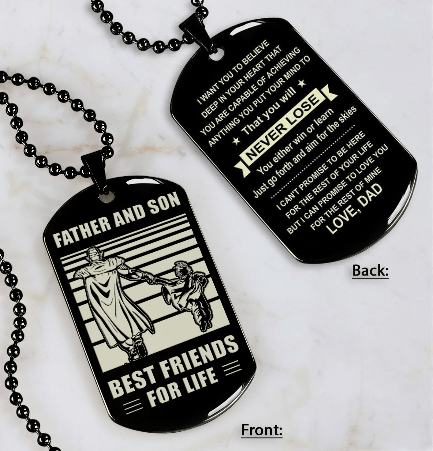 nvl-personalized double sided dog tag father and son best friends for life - message on the back side