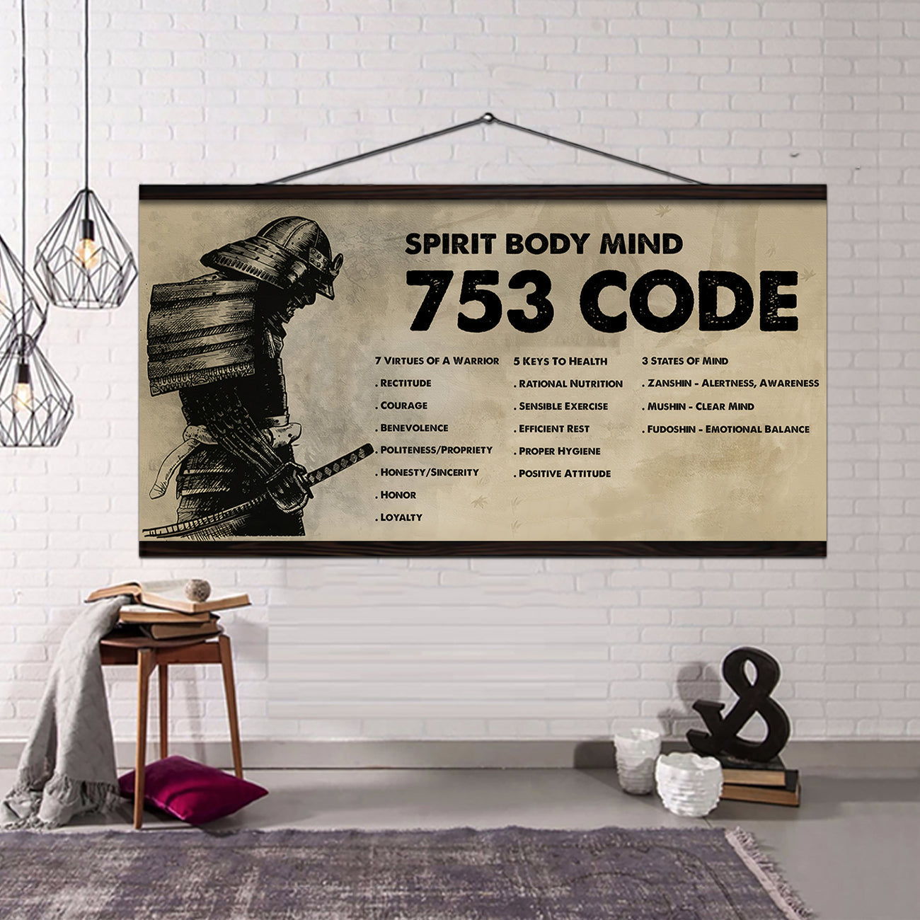 samurai poster canvas 7 5 3 code motivation quotes