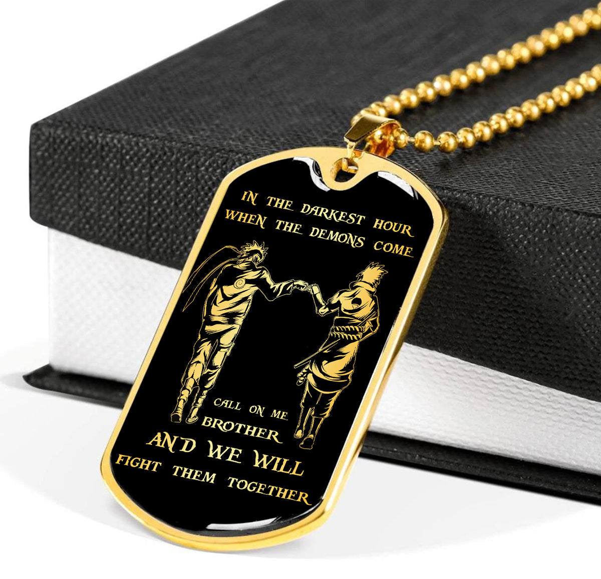 soldier military chain (18k gold plated)-call on me brother dog tag with luxury box