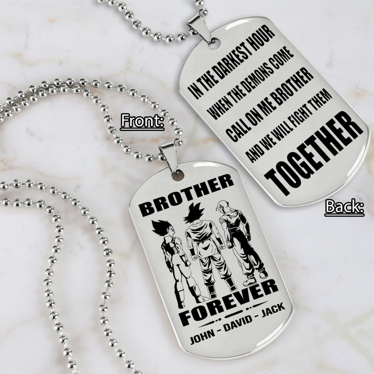 spartan customizable engraved black dog tag double sided gift from brother, brother forever