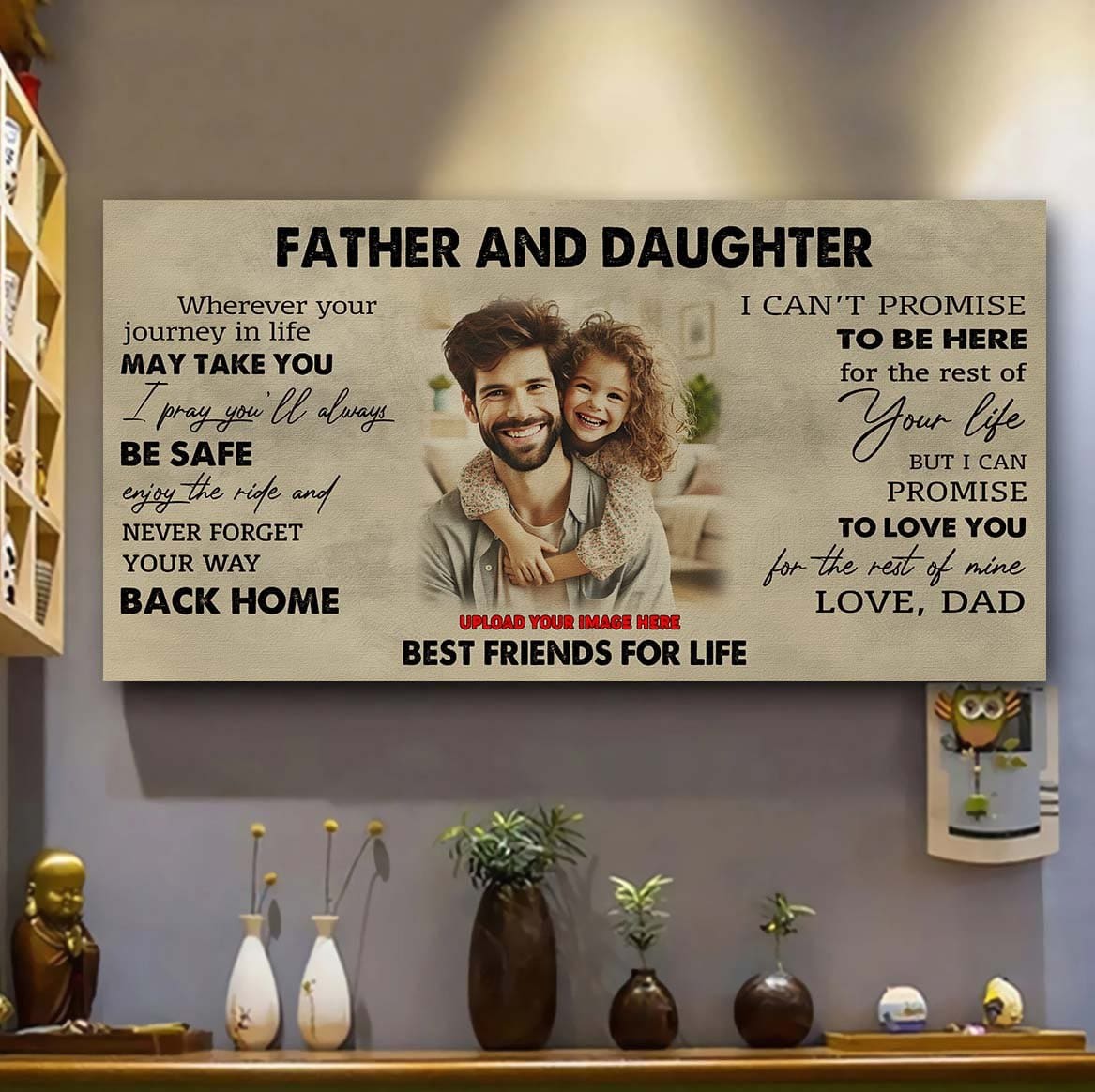 drb father and daughter best friends for life - never forget your way back home poster canvas gift for daughter from father-photo upload