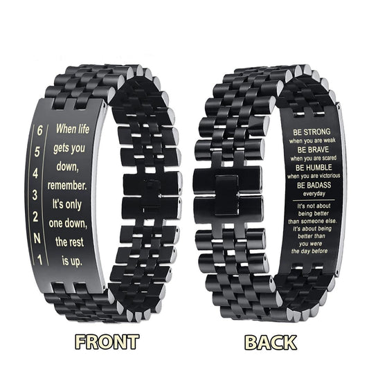 Biker double side bracelet, When life gets you down, remember. It’s only one down, the rest is up.