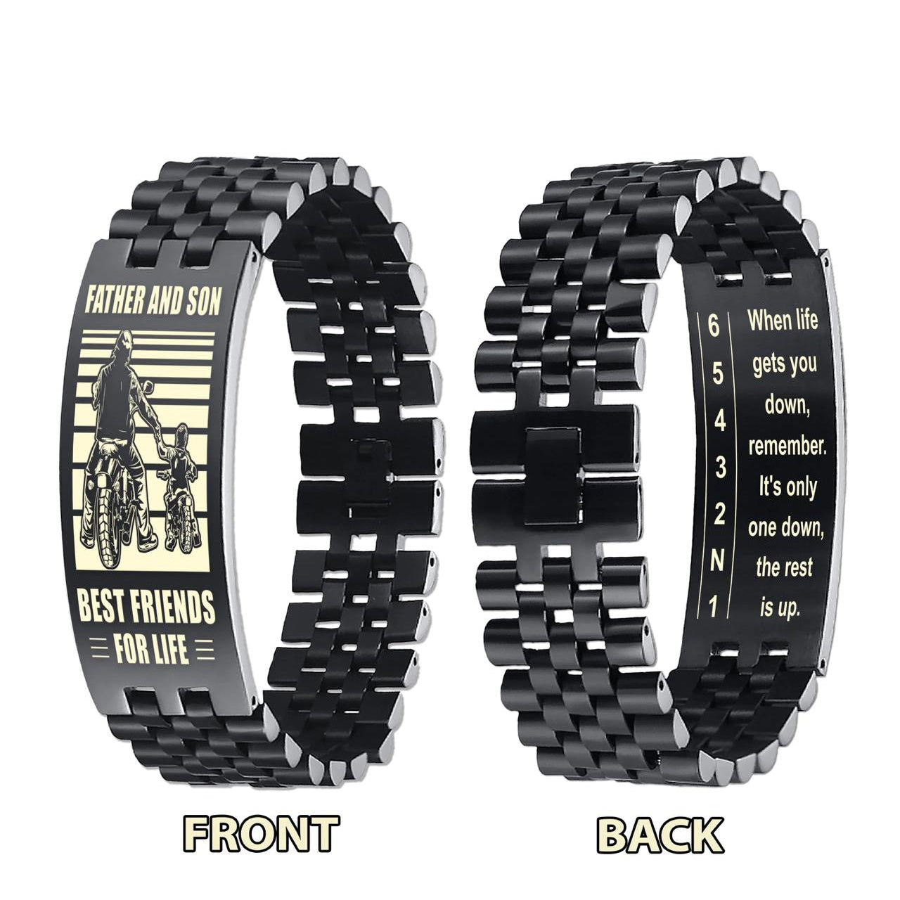 Biker double side bracelet for brother, When life gets you down, remember. It’s only one down, the rest is up.