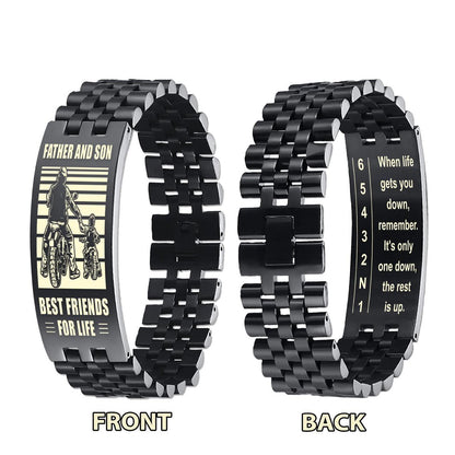 Biker double side bracelet for brother, When life gets you down, remember. It’s only one down, the rest is up.