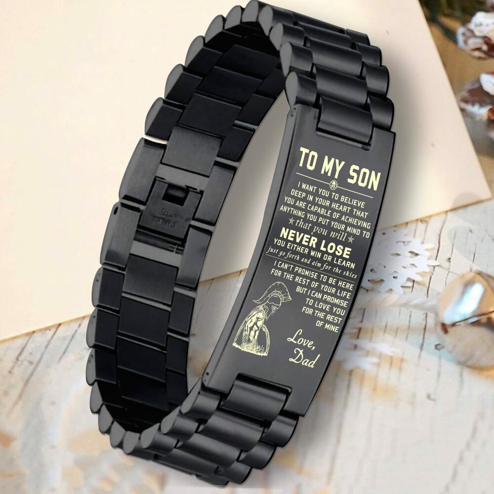 spartan engraved bracelet dad mom to son, your way back home