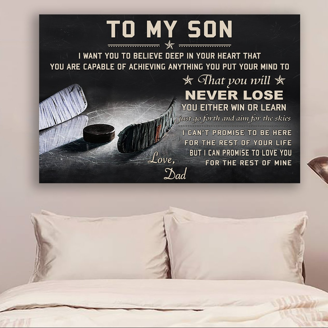 customizable hockey poster canvas - you will never lose you either win or learn i can promise to love you for the rest of mine